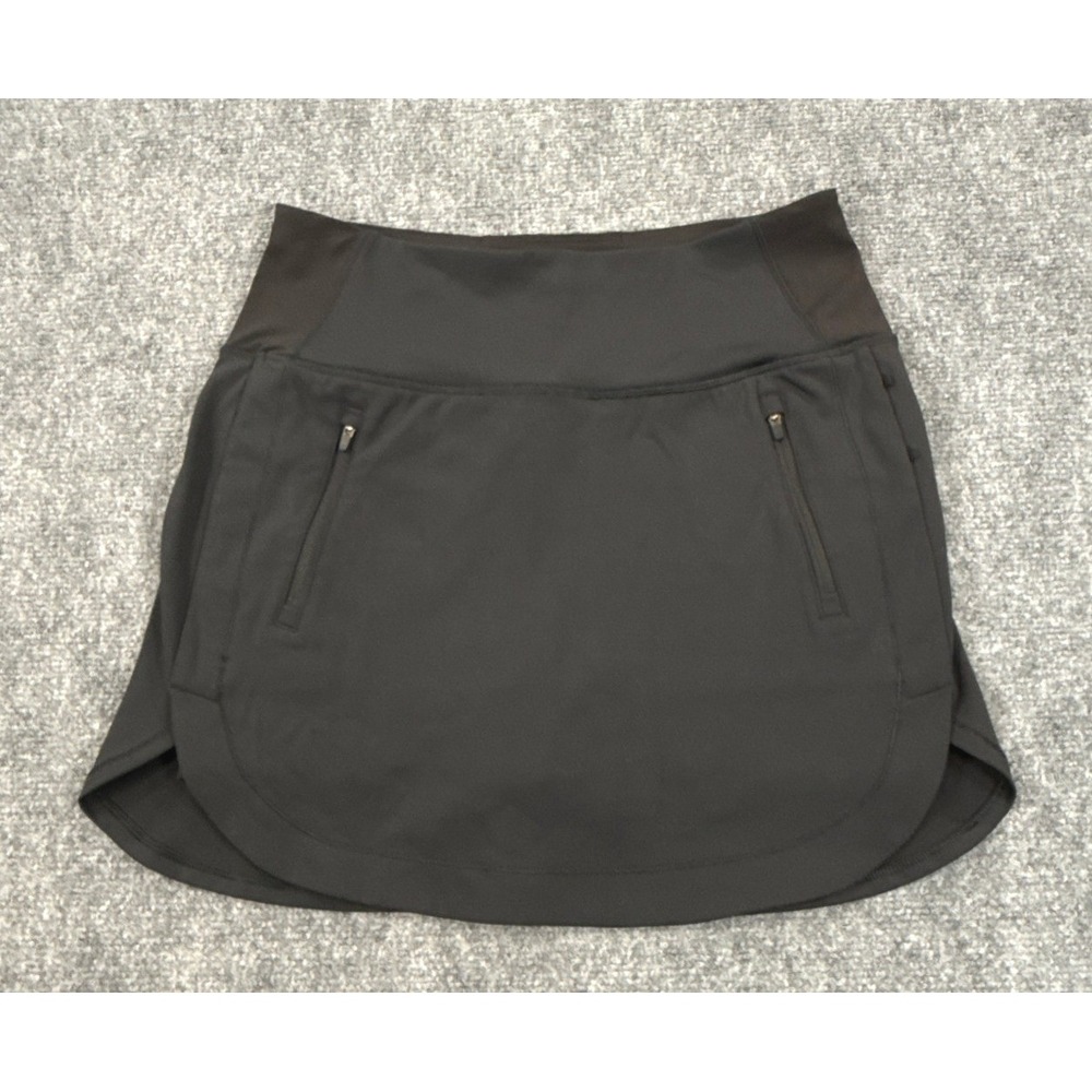 Athleta Fairway Golf Skort Womens Small Black 16 Inch Zip Pockets Athletic Skirt